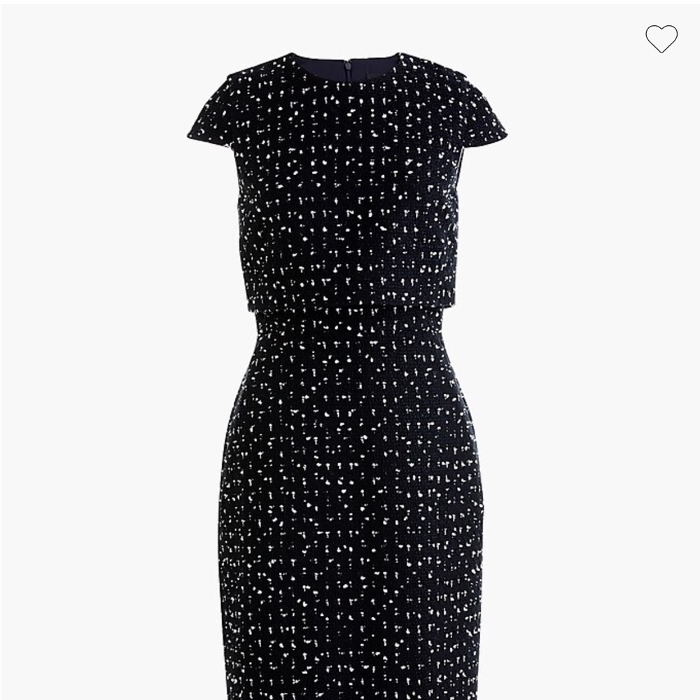 NWT J Crew Going Places Tweed Polka Dot Cap Sleeve Dress